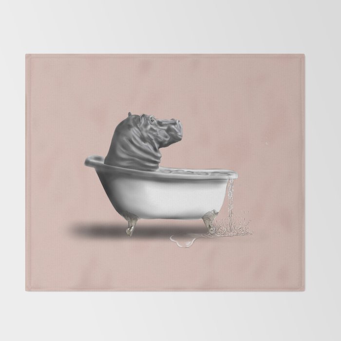 Hippo in Bath Throw Blanket Gallery Image 2