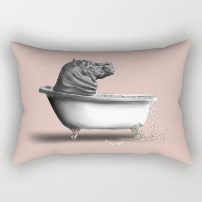Hippo in Bath Rectangular Pillow Gallery Image 2