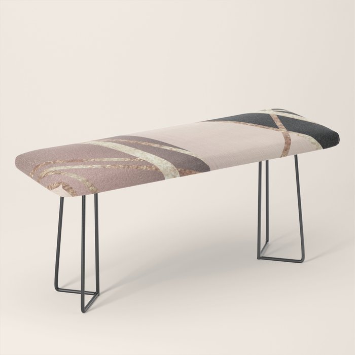 Rose Gold Blush Black Geometric Stripe Glam #1 #geo #decor #art #society6 Bench Gallery Image 1