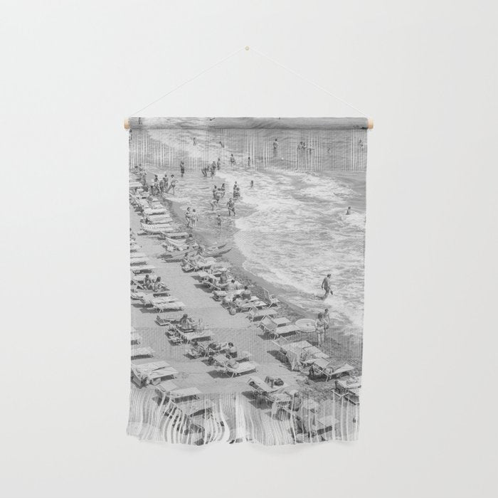 Beach Day in Italy | Black and White Travel Photography in Europe Art Print | Summer on the Coast in Naples Wall Hanging Gallery Image 1