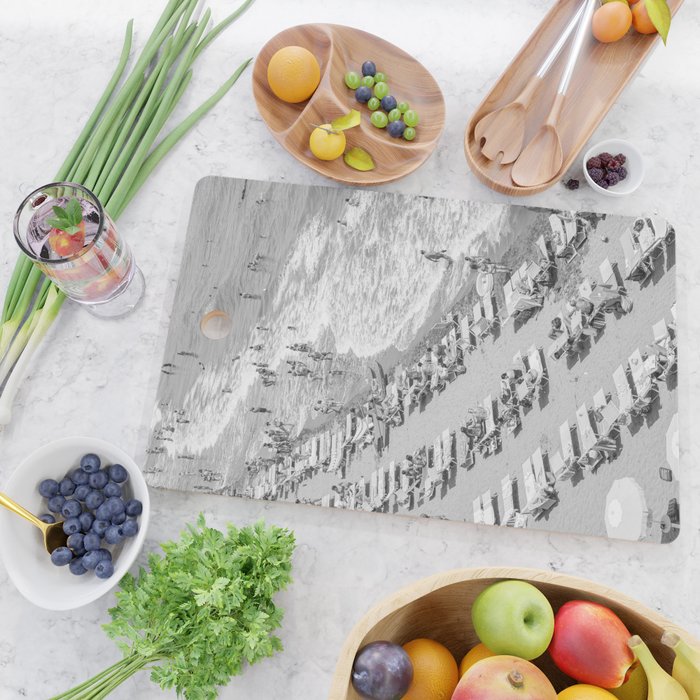 Beach Day in Italy | Black and White Travel Photography in Europe Art Print | Summer on the Coast in Naples Cutting Board Gallery Image 2