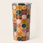 Retro Flowers Check Pattern XVI Travel Mug Gallery Image 1
