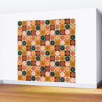 Retro Flowers Check Pattern XVI Wall Mural Gallery Image 2