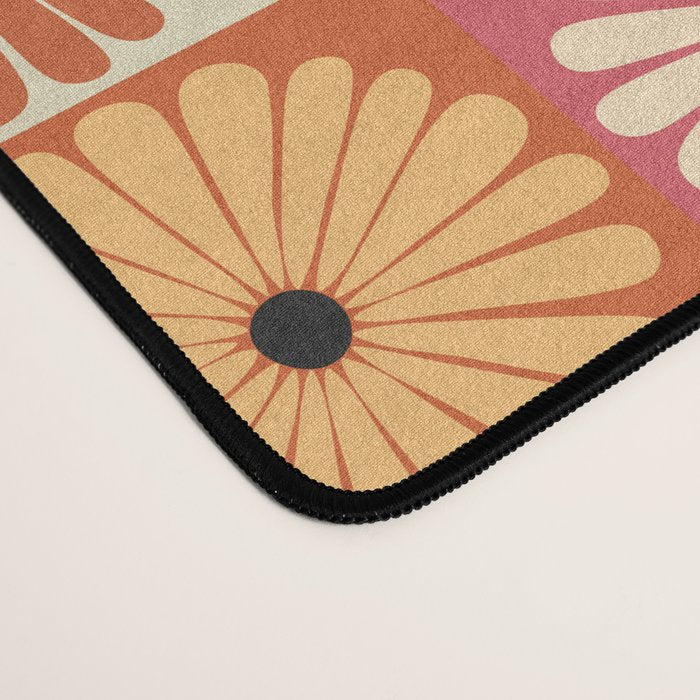 Retro Flowers Check Pattern XVI Desk Mat Gallery Image 4