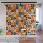 Retro Flowers Check Pattern XVI Wall Mural Gallery Image 1