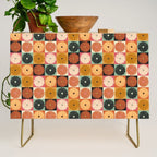 Retro Flowers Check Pattern XVI Credenza Gallery Image 1