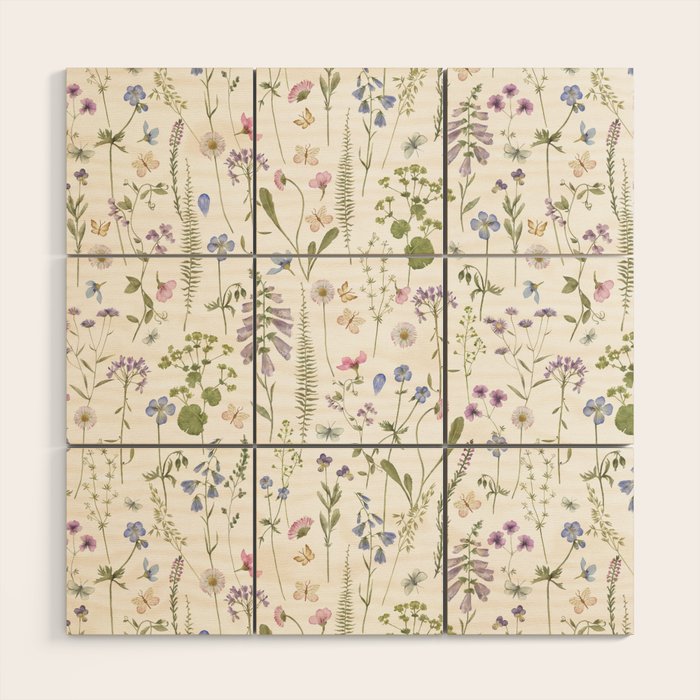 Hygge Summer Wildflowers Meadow Wood Wall Art Gallery Image 1