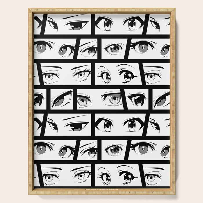 Anime eye cartoon comic art pattern Serving Tray Gallery Image 1
