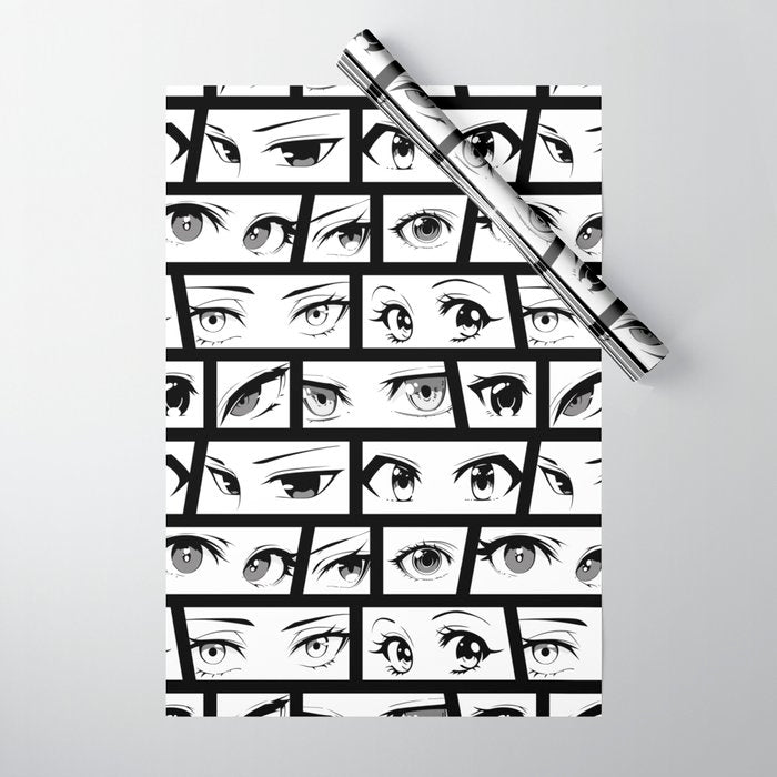 Anime eye cartoon comic art pattern Wrapping Paper Gallery Image 1