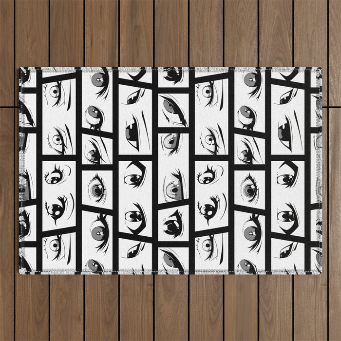 Anime eye cartoon comic art pattern Outdoor Rug Gallery Image 1