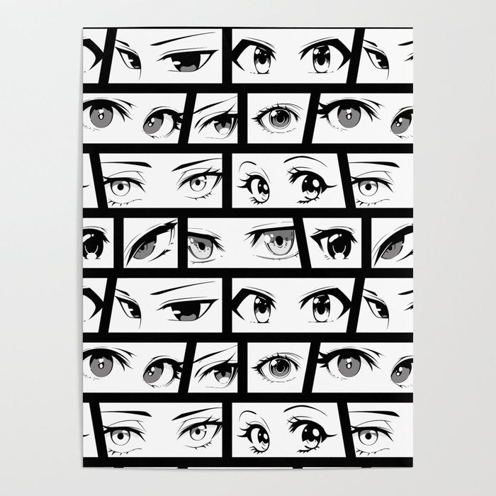 Anime eye cartoon comic art pattern Poster Gallery Image 4