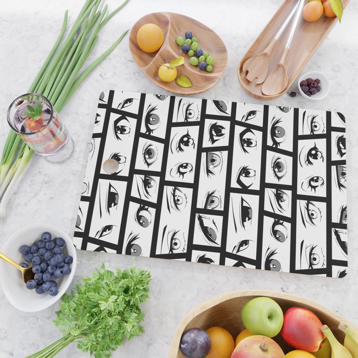Anime eye cartoon comic art pattern Cutting Board Gallery Image 2