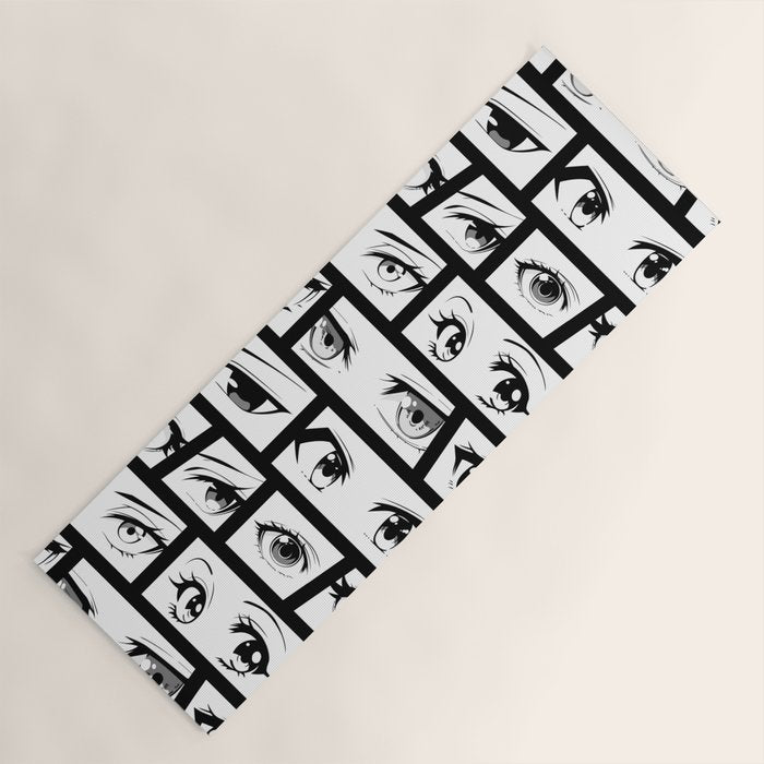 Anime eye cartoon comic art pattern Yoga Mat Gallery Image 1