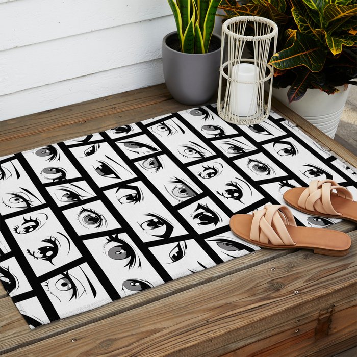 Anime eye cartoon comic art pattern Outdoor Rug Gallery Image 2