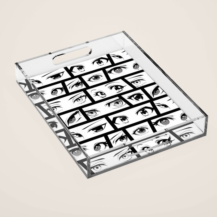 Anime eye cartoon comic art pattern Acrylic Tray Gallery Image 1