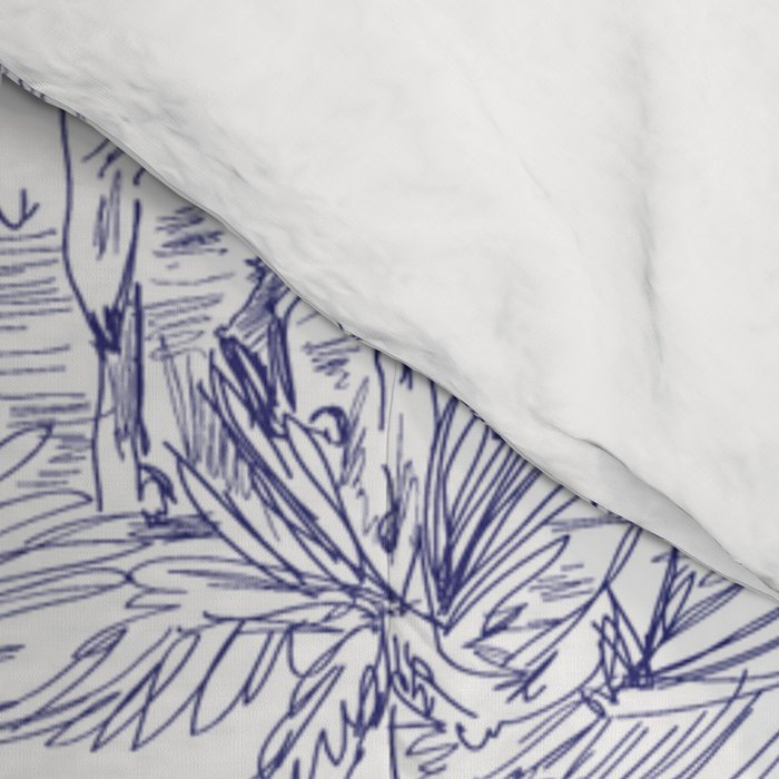Toile de Jouy Vintage French Navy Blue White Pattern Comforter Gallery Image 4