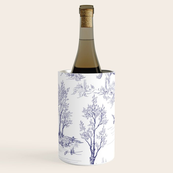 Toile de Jouy Vintage French Navy Blue White Pattern Wine Chiller Gallery Image 3