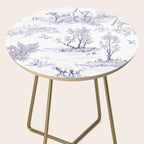 Toile de Jouy Vintage French Navy Blue White Pattern Side Table Gallery Image 2