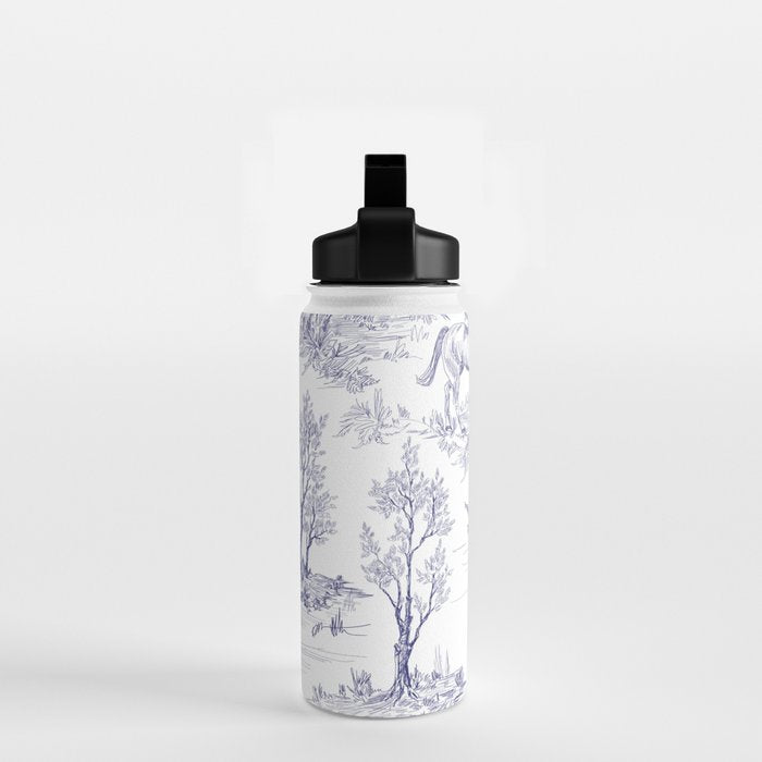 Toile de Jouy Vintage French Navy Blue White Pattern Water Bottle Gallery Image 2