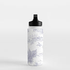 Toile de Jouy Vintage French Navy Blue White Pattern Water Bottle Gallery Image 3