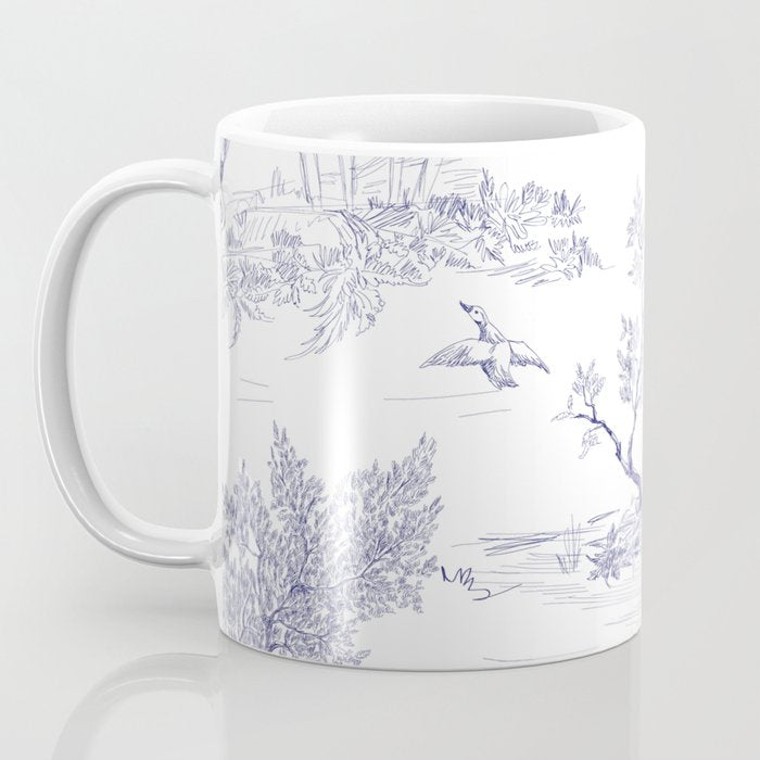 Toile de Jouy Vintage French Navy Blue White Pattern Coffee Mug Gallery Image 3