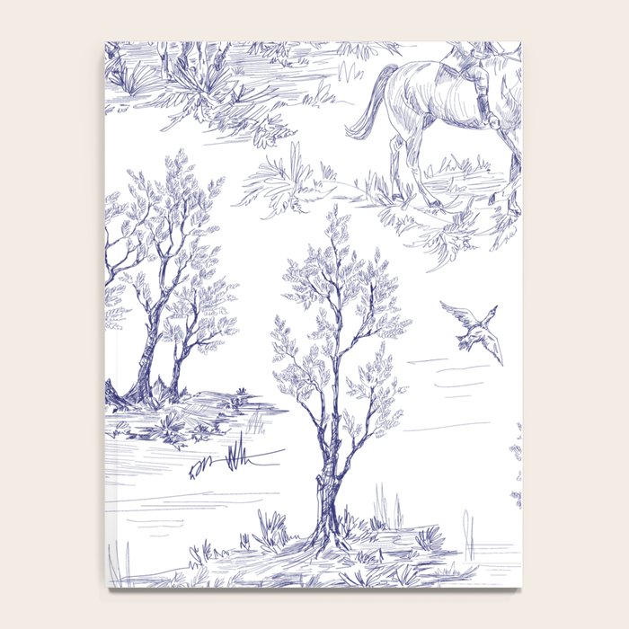 Toile de Jouy Vintage French Navy Blue White Pattern Notebook Gallery Image 4