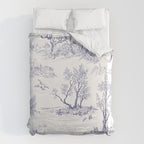 Toile de Jouy Vintage French Navy Blue White Pattern Duvet Cover Gallery Image 6