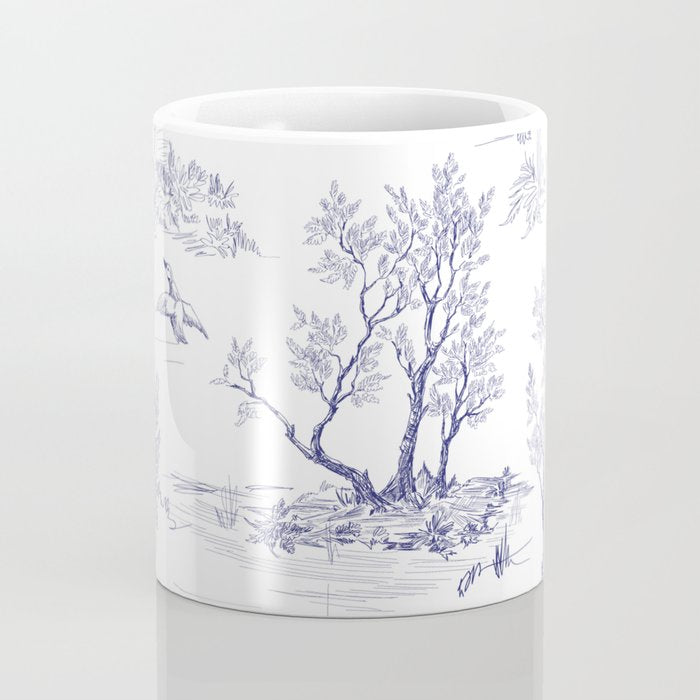 Toile de Jouy Vintage French Navy Blue White Pattern Coffee Mug Gallery Image 4