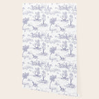Toile de Jouy Vintage French Navy Blue White Pattern Wallpaper Gallery Image 2