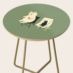 Happy go Lucky Cat 4r relax enjoy coffee on chair Side Table Gallery Image 2