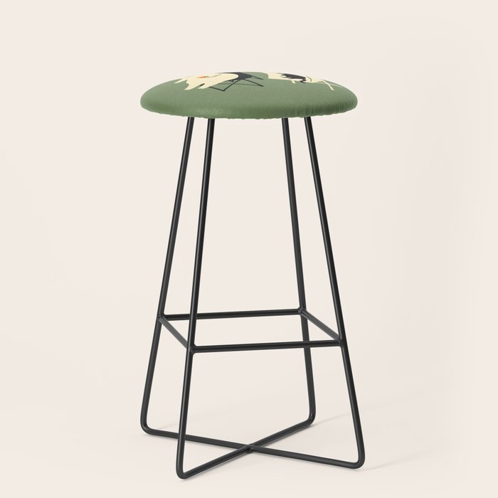 Happy go Lucky Cat 4r relax enjoy coffee on chair Stool Gallery Image 1