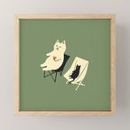 Happy go Lucky Cat 4r relax enjoy coffee on chair Mini Art Print Gallery Image 1