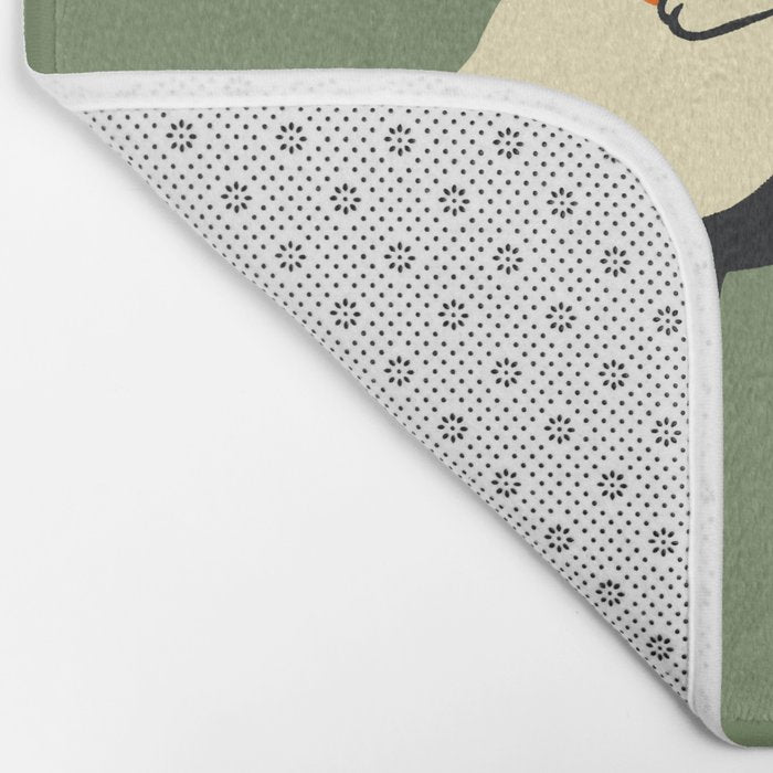 Happy go Lucky Cat 4r relax enjoy coffee on chair Bath Mat Gallery Image 2