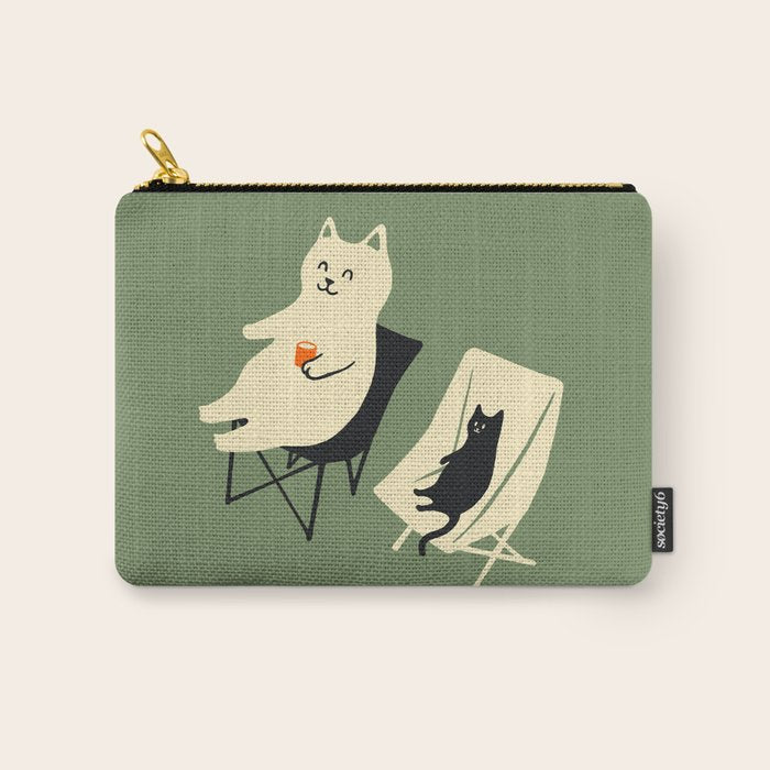 Happy go Lucky Cat 4r relax enjoy coffee on chair Carry All Pouch Gallery Image 1
