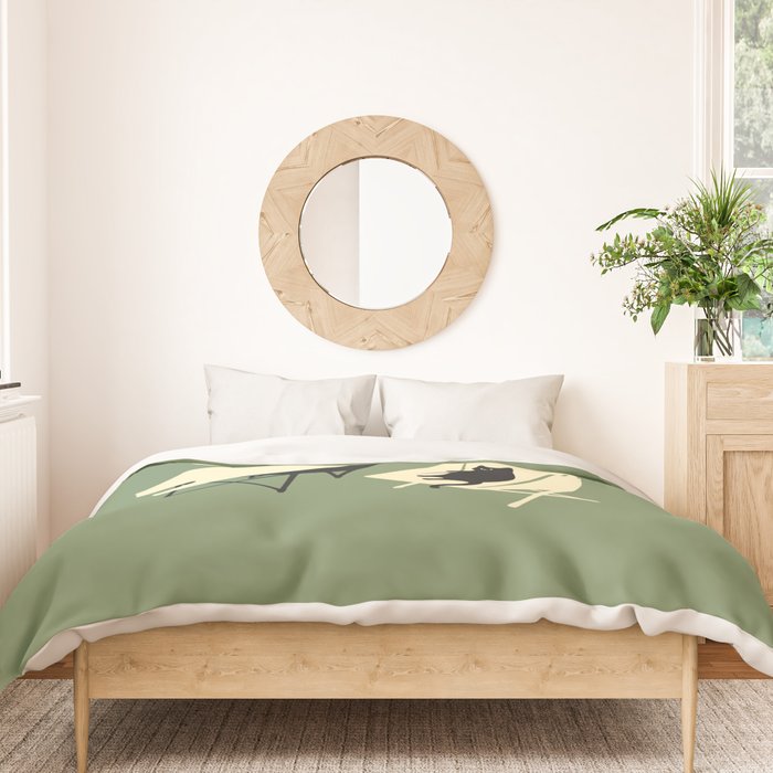 Happy go Lucky Cat 4r relax enjoy coffee on chair Duvet Cover Gallery Image 3