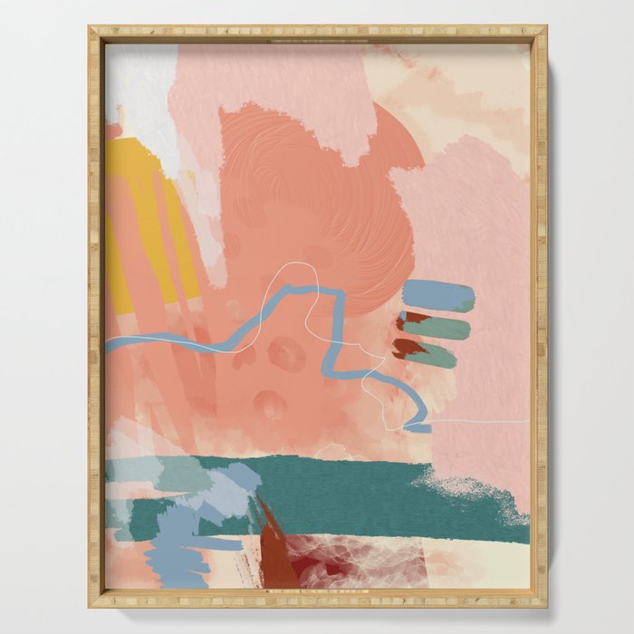 abstract brush & color study Serving Tray Gallery Image 1