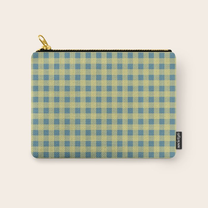 Gingham Check Pattern in Butter Yellow and Air Force Blue Carry All Pouch Gallery Image 1