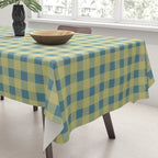 Gingham Check Pattern in Butter Yellow and Air Force Blue Tablecloth Gallery Image 3