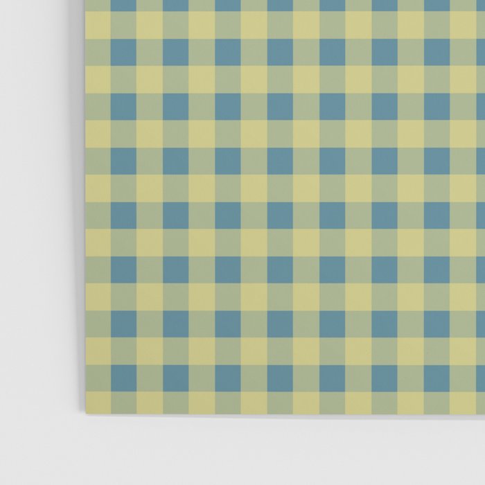 Gingham Check Pattern in Butter Yellow and Air Force Blue Poster Gallery Image 3