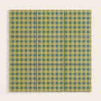 Gingham Check Pattern in Butter Yellow and Air Force Blue Wood Wall Art Gallery Image 1