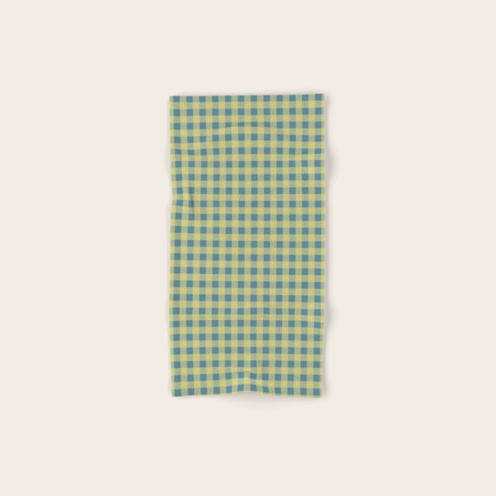 Gingham Check Pattern in Butter Yellow and Air Force Blue Bath Towel Gallery Image 1