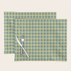 Gingham Check Pattern in Butter Yellow and Air Force Blue Placemat Gallery Image 1