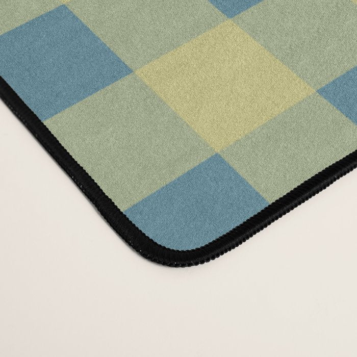 Gingham Check Pattern in Butter Yellow and Air Force Blue Desk Mat Gallery Image 4
