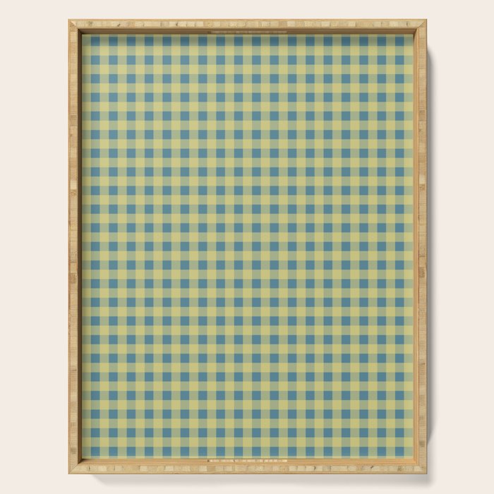Gingham Check Pattern in Butter Yellow and Air Force Blue Serving Tray Gallery Image 1