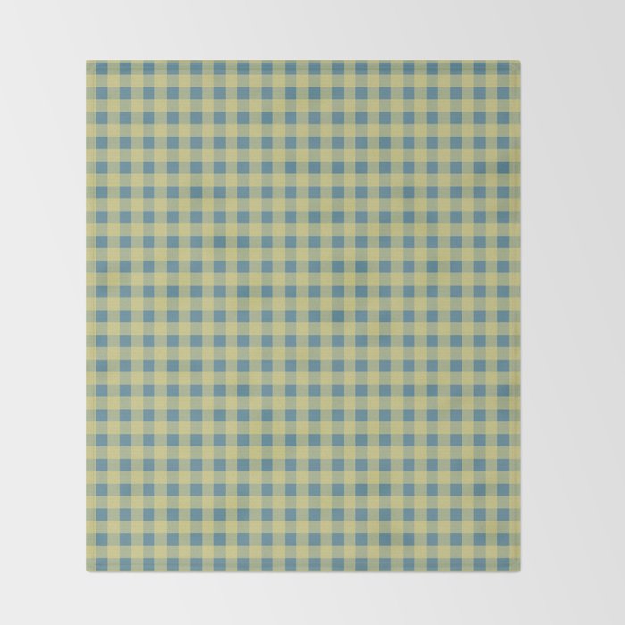 Gingham Check Pattern in Butter Yellow and Air Force Blue Throw Blanket Gallery Image 2