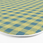 Gingham Check Pattern in Butter Yellow and Air Force Blue Bath Mat Gallery Image 3