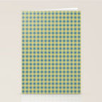 Gingham Check Pattern in Butter Yellow and Air Force Blue Stationery Card Gallery Image 2