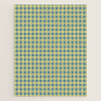 Gingham Check Pattern in Butter Yellow and Air Force Blue Jigsaw Puzzle Gallery Image 1