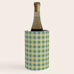 Gingham Check Pattern in Butter Yellow and Air Force Blue Wine Chiller Gallery Image 1