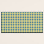 Gingham Check Pattern in Butter Yellow and Air Force Blue Desk Mat Gallery Image 3